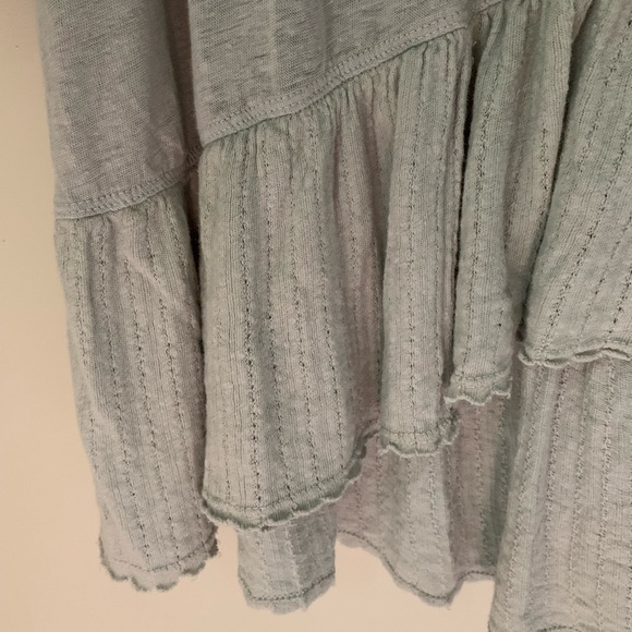 Dylan Linen Cotton Slub Shirt with Flounced Rib-Knit Hem 3/4 Sleeve M NWT - Picture 2 of 10